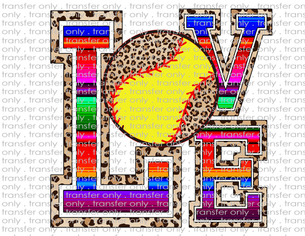 LOVE Softball Leopard - Waterslide, Sublimation Transfers