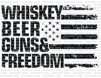Whisky Beer Guns Freedom - Waterslide, Sublimation Transfers