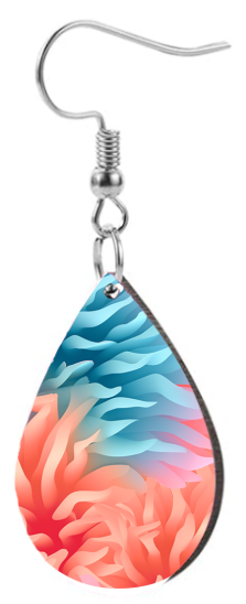 Coral & Teal Abstract - Teardrop Template Transfer