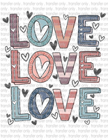 LOVE LOVE LOVE - Waterslide, Sublimation Transfers