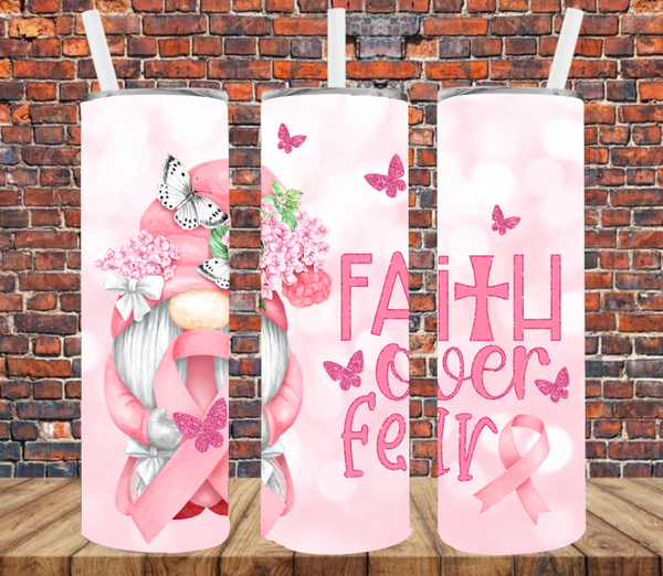 Pink Ribbon Awareness Gnome - Tumbler Wrap Vinyl Transfers