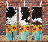 Cowhide & Sunflowers - Tumbler Wrap Vinyl Transfers