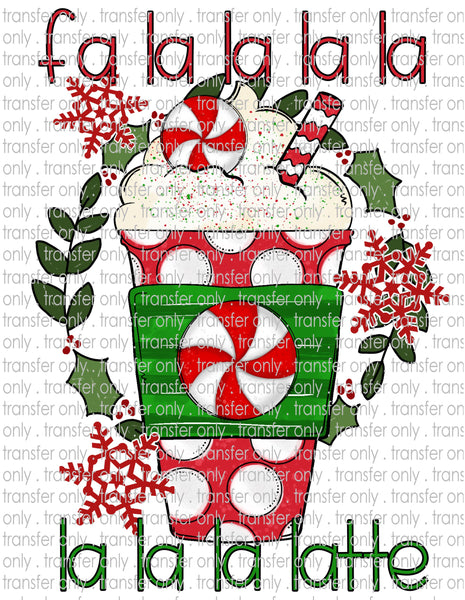 Fa La La Latte Peppermint - Waterslide, Sublimation Transfers