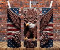 Patriotic Eagle - 3D Effect - Tumbler Wrap - Sublimation Transfers