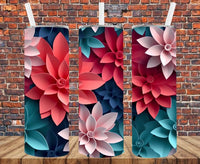 3D Floral - Tumbler Wrap - Sublimation Transfers