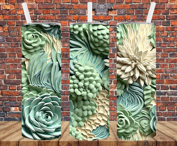 3D Succulents - Tumbler Wrap - Sublimation Transfers