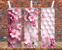 3D Effect  Flowers - Tumbler Wrap - Sublimation Transfers