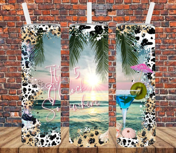 It's 5 o'clock Somewhere - Tumbler Wrap Vinyl Transfers