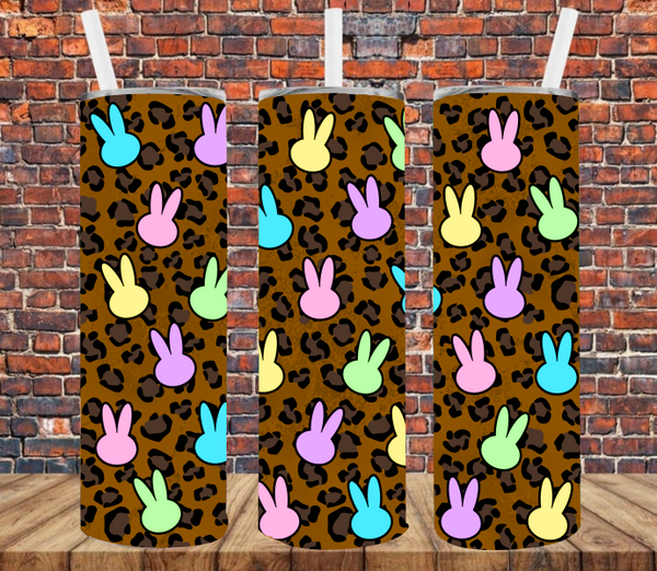 Leopard Background Easter Bunnies - Tumbler Wrap Sublimation Transfers