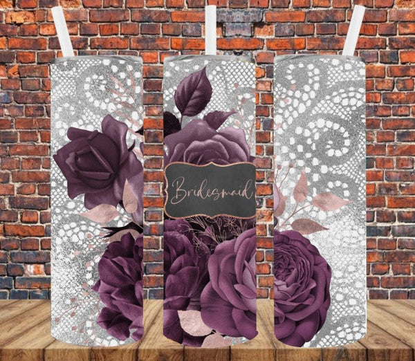 Bridesmaids Purple Roses - Tumbler Wrap Sublimation Transfers
