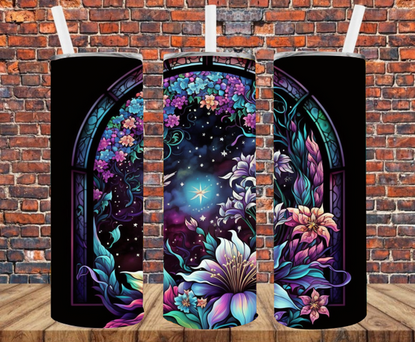 Stained Glass Arched Window - Tumbler Wrap - Sublimation Transfers