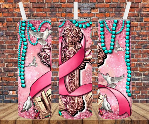 Pink Ribbon - Tumbler Wrap - Vinyl Transfers