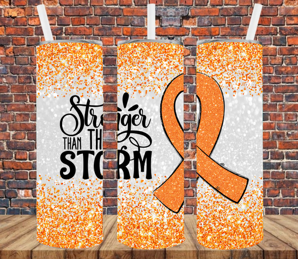 Stronger Than The Storm Orange Ribbon - Tumbler Wrap Vinyl Transfers