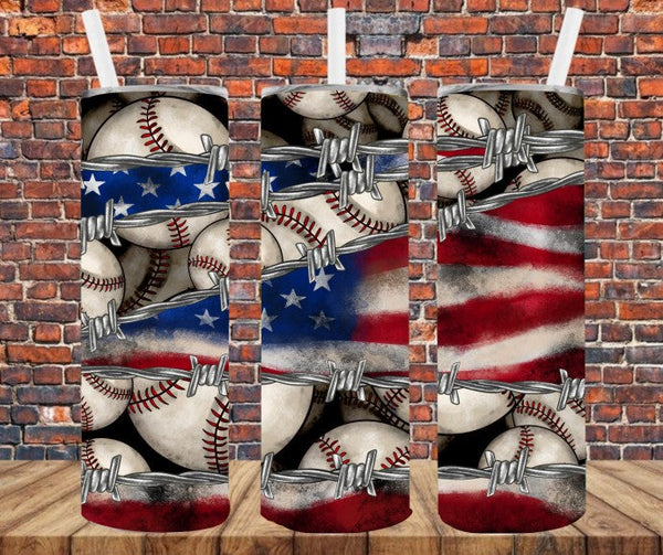 Patriotic Baseball - Tumbler Wrap Sublimation Transfers