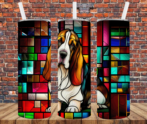 Stained Glass Basset Hound - Tumbler Wrap Sublimation Transfers