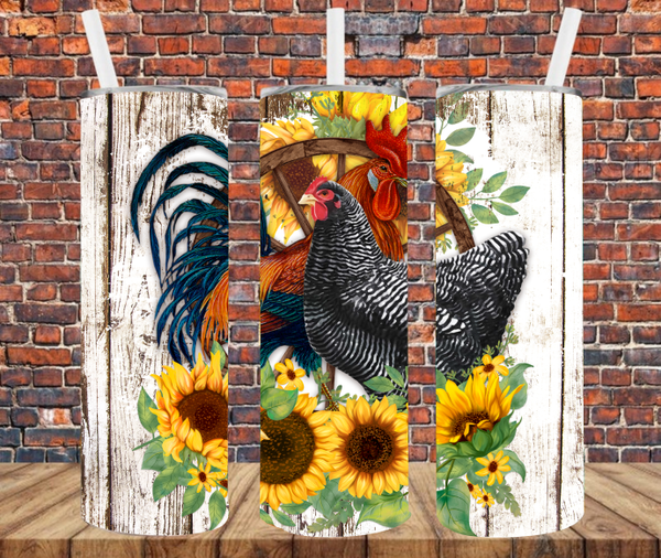 Country Hen & Rooster - Tumbler Wrap Sublimation Transfers