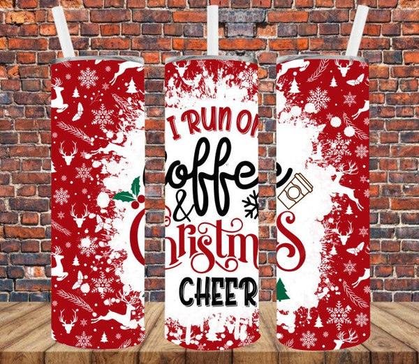 I Run on Coffee & Christmas Cheer - Tumbler Wrap Vinyl Transfers