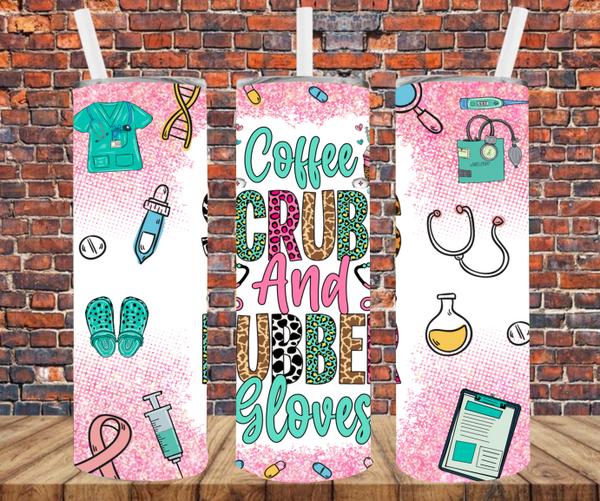 Coffee Scrubs & Rubber Gloves - Tumbler Wrap - Sublimation Transfers