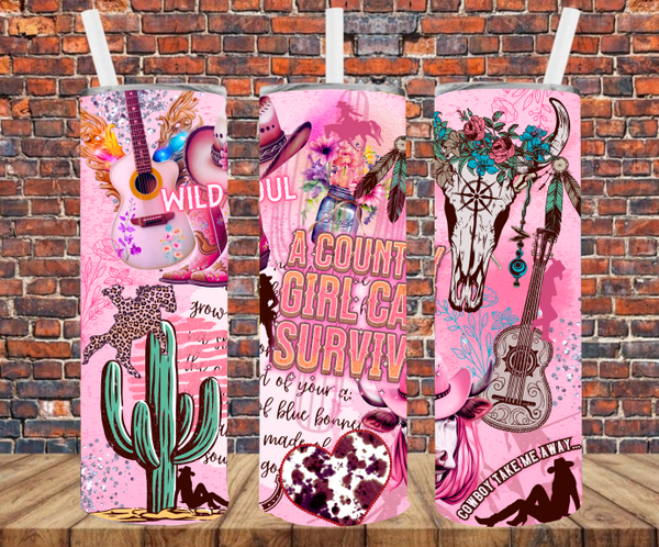 A Country Girl Can Survive - Tumbler Wrap - Sublimation Transfers