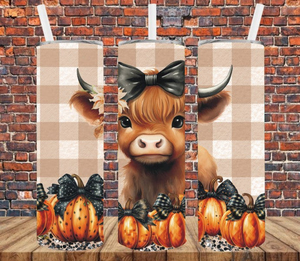 Cute Fall Cow - Tumbler Wrap - Sublimation Transfers