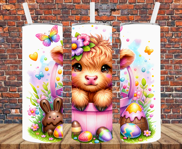 Easter Cow & Chocolate Bunny - Tumbler Wrap - Sublimation Transfers