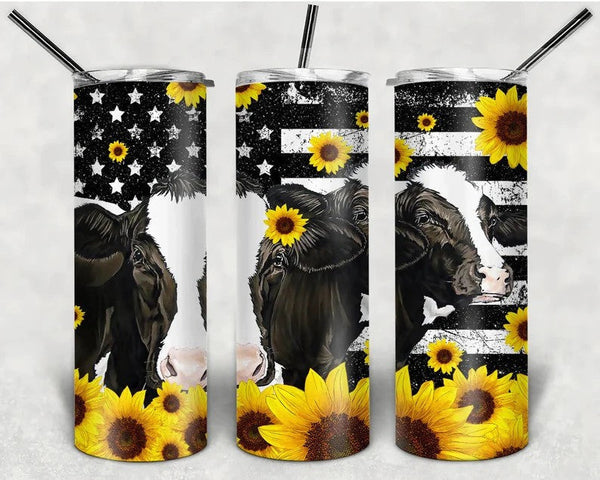 Cow American Flag - Tumbler Wrap Vinyl Transfers