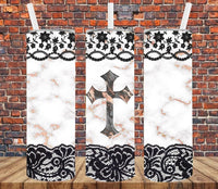 Cross Marble & Lace - Tumbler Wrap Sublimation Transfers