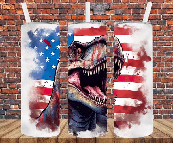 Patriotic Dinosaur - Tumbler Wrap - Sublimation Transfers