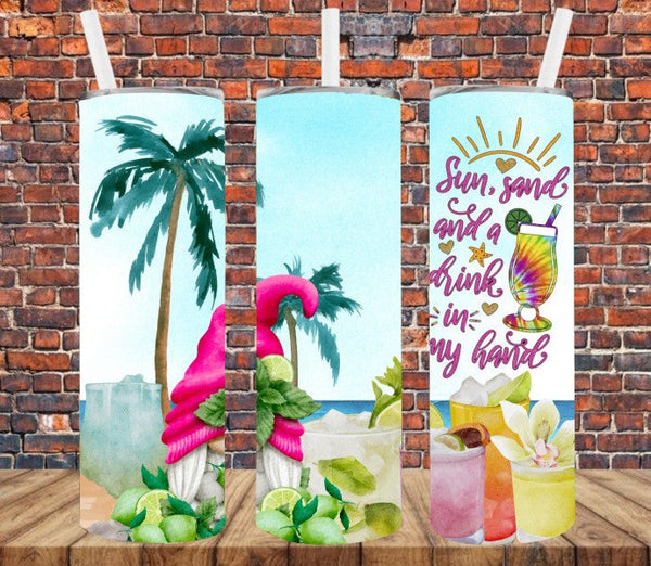 Sun. Sand & Drink In My Hand - Tumbler Wrap Vinyl Transfers