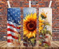 Patriotic Sunflower - Tumbler Wrap - Sublimation Transfers