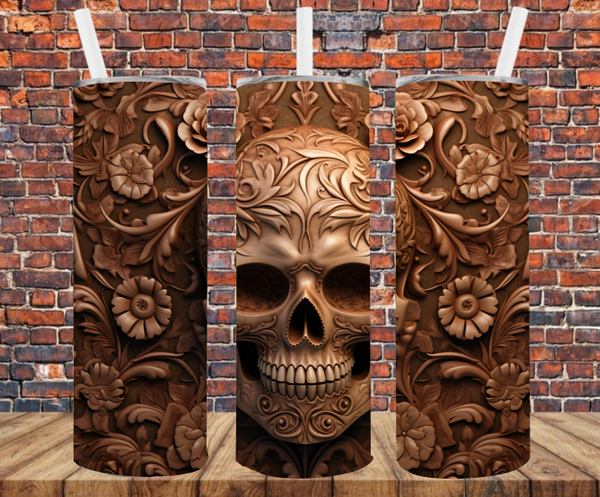Embossed Skull Embossed Skull - Tumbler Wrap - Sublimation Transfers – Crafty Bucks