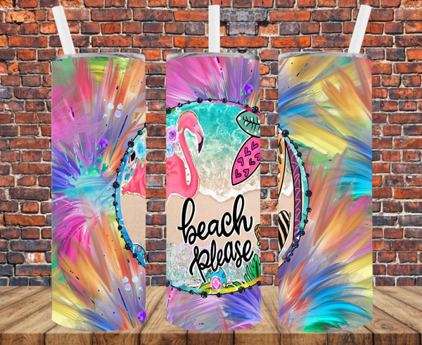 Beach Please - Tumbler Wrap - Sublimation Transfers