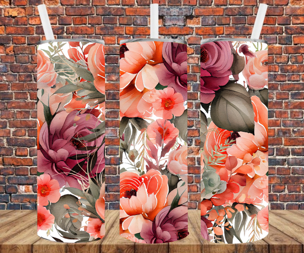 Watercolor Flowers - Tumbler Wrap Sublimation Transfers