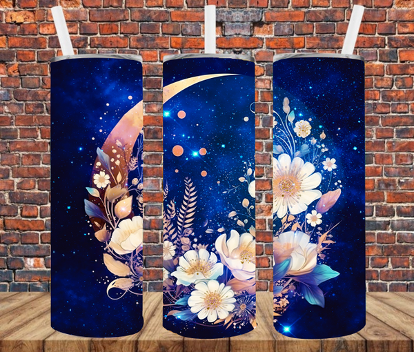 Floral Moon - Tumbler Wrap - Sublimation Transfers