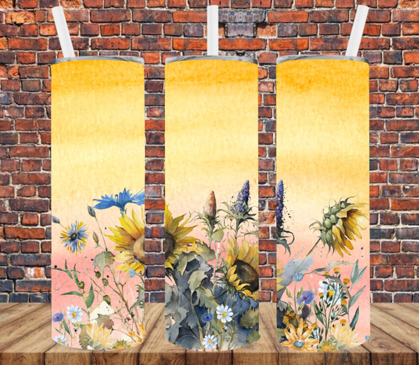 Yellow Sunflower Floral - Tumbler Wrap Sublimation Transfers