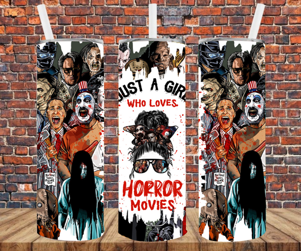 Just A Girl Who Loves Horror Movies - Tumbler Wrap - Sublimation Transfers