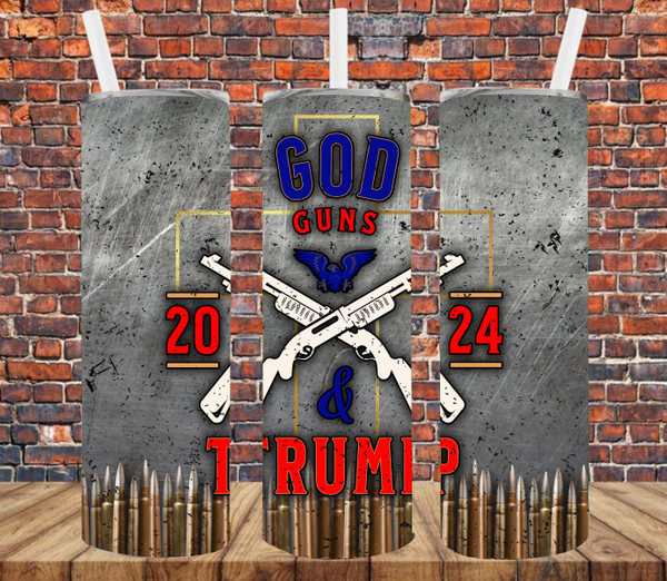 God Guns Trump 2024 - Tumbler Wrap Sublimation Transfers