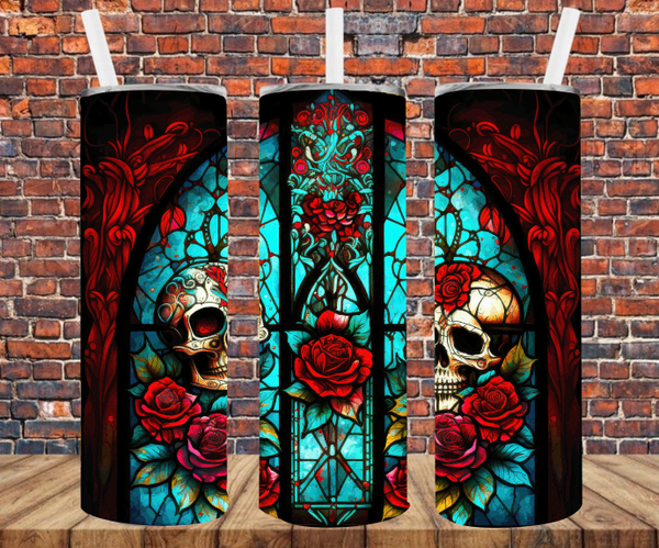 Stained Glass Skulls - Tumbler Wrap - Sublimation Transfers