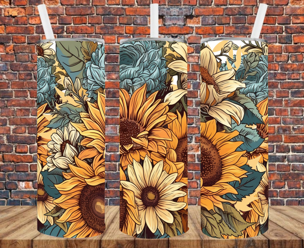 Vintage Flowers - Tumbler Wrap Sublimation Transfers