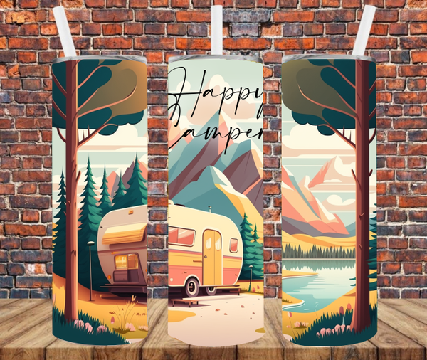 Happy Camper - Tumbler Wrap Sublimation Transfers