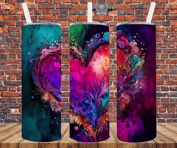 Alcohol Ink Heart - Tumbler Wrap - Sublimation Transfers