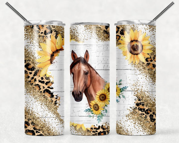 Horse with Sunflowers - Tumbler Wrap Vinyl Transfers