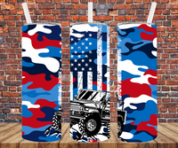 J.E.E.P  Red White Blue Camo - Tumbler Wrap - Sublimation Transfers