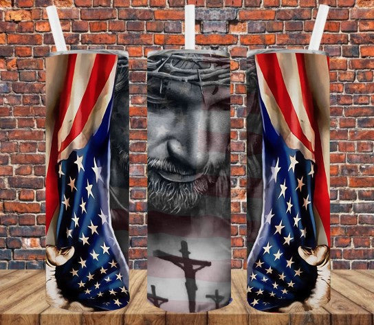 Jesus & American Flag - Tumbler Wrap Sublimation Transfers