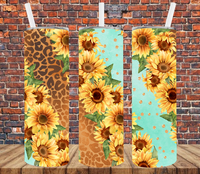 Sunflowers & Leopard - Tumbler Wrap Sublimation Transfers