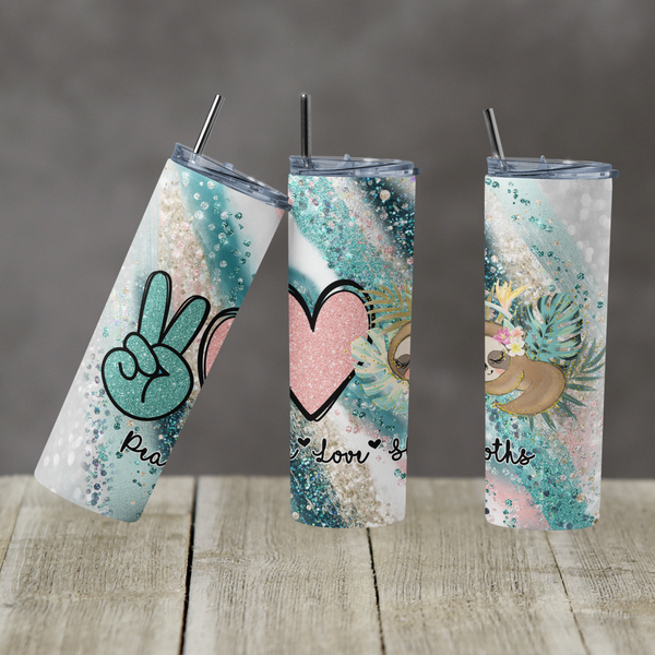 Peace Love Sloth - Tumbler Wrap Vinyl Transfers