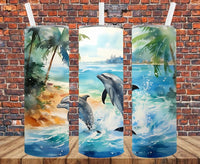 Dolphins Jumping - Tumbler Wrap - Sublimation Transfers
