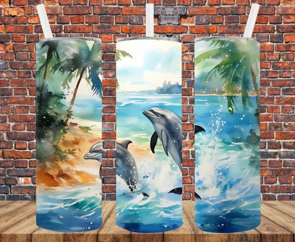 Dolphins Jumping - Tumbler Wrap - Sublimation Transfers