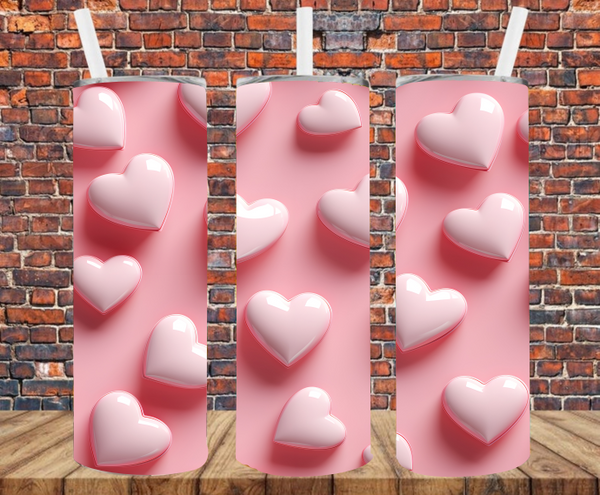 Pink Hearts - Tumbler Wrap - Sublimation Transfers