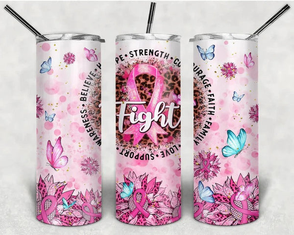 Fight Pink Ribbon - Tumbler Wrap Vinyl Transfers